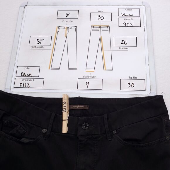 7 For All Mankind Casual Button Zip Denim Dark Wash Jeans Womens Size 30 Black - Picture 8 of 8